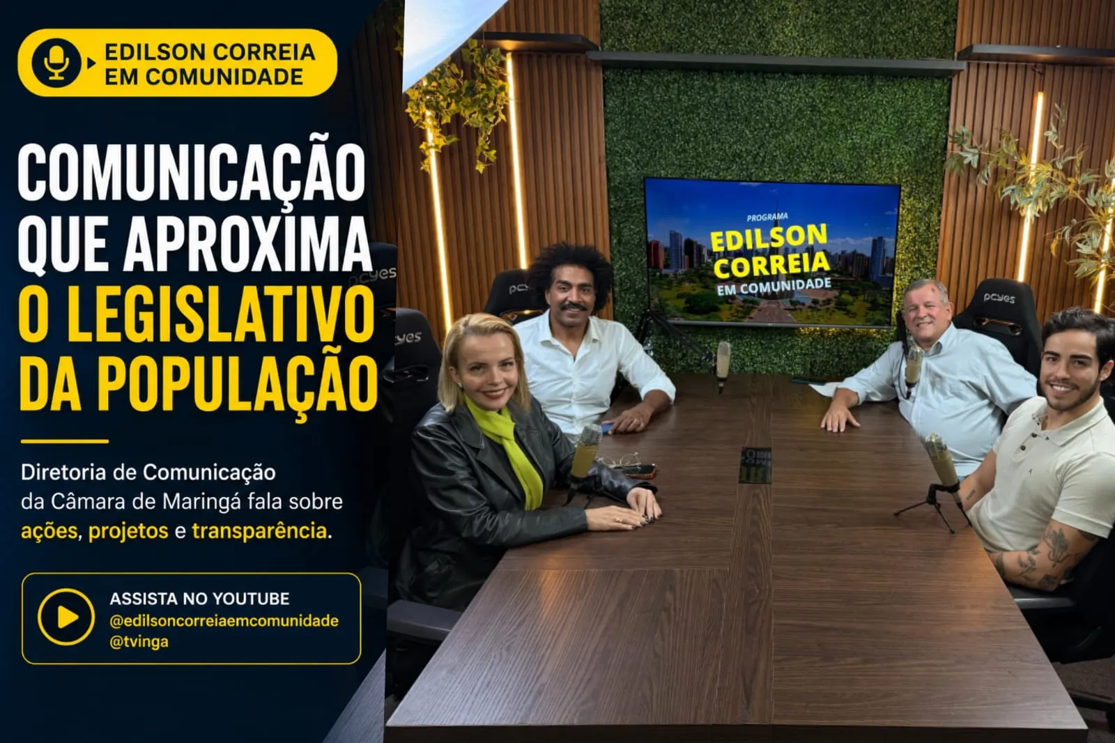 Diretoria de Comunicação da Câmara de Maringá participa de entrevista no programa "Edilson Correia Em Comunidade"
